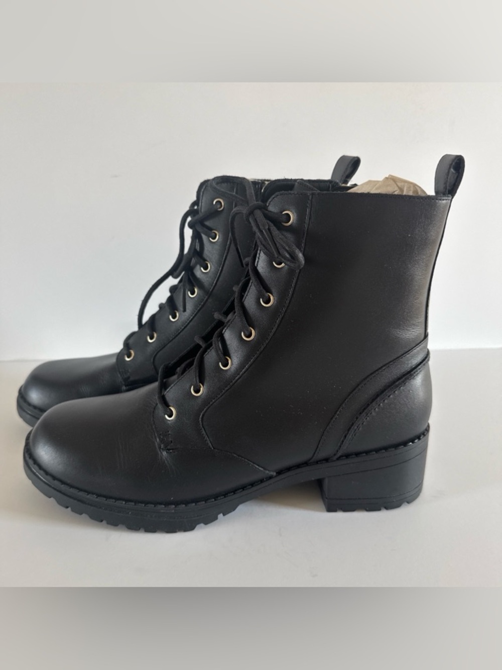 Cole Haan Women’s Camea Lace Up Black Combat Boot 8.5